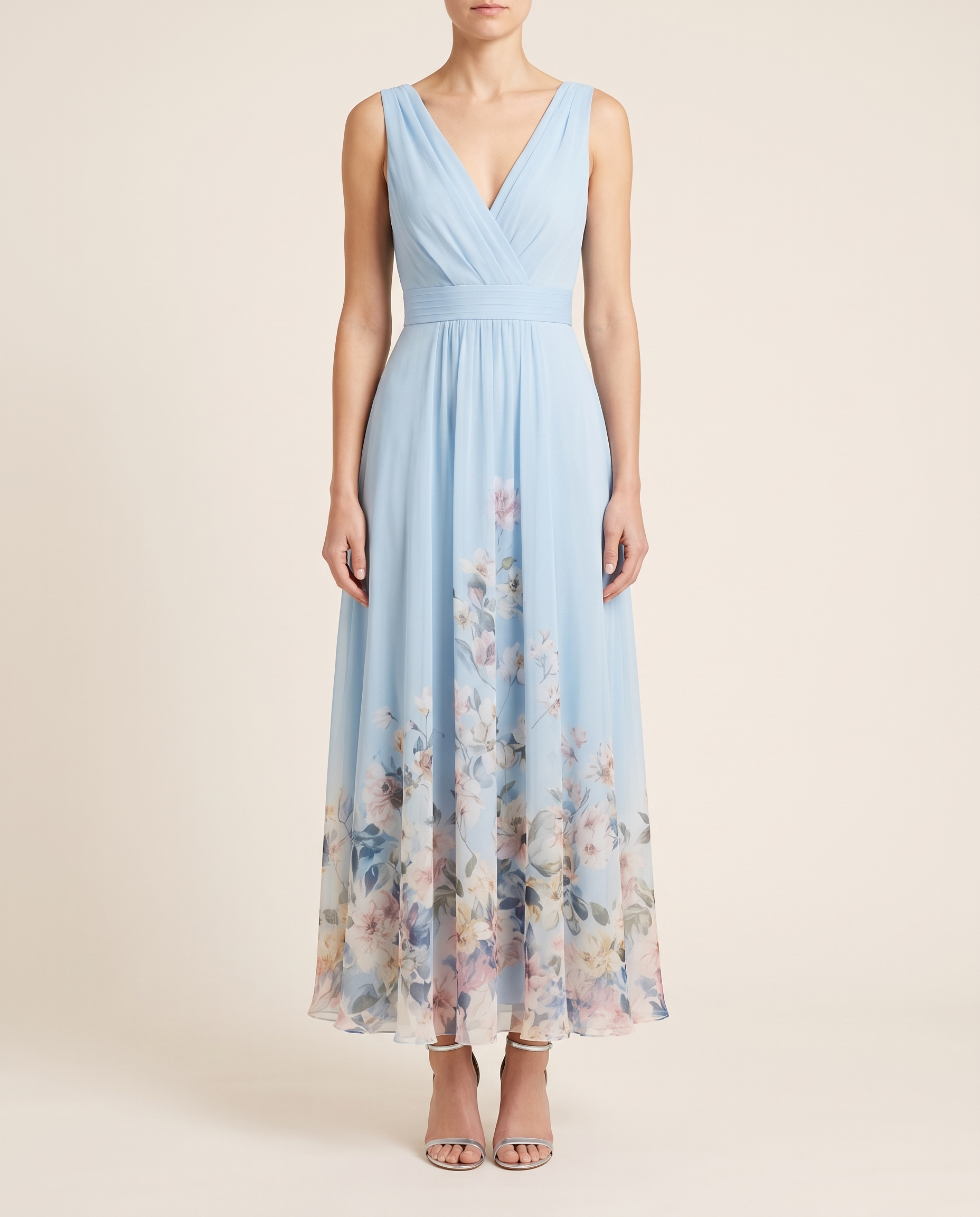 Harper floral wedding guest dress Light Blue