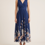 Harper floral wedding guest dress Navy Blue