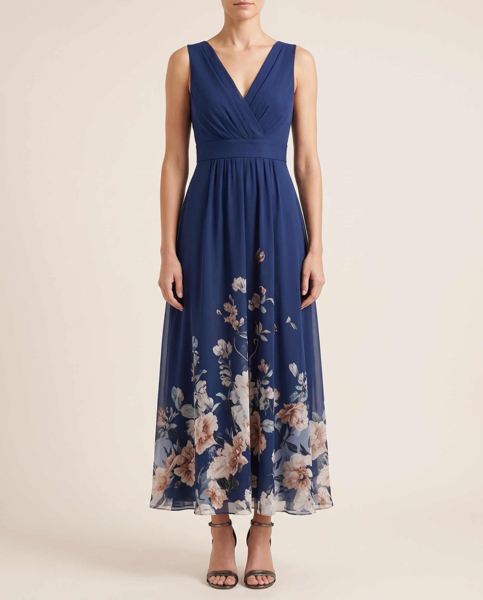 Harper floral wedding guest dress Navy Blue
