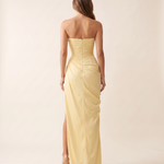 Liora Strapless Ruched Maxi Dress — back studio