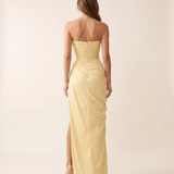 Liora Strapless Ruched Maxi Dress — back studio