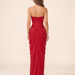 Sable Strapless Corset Drape Maxi Dress — back studio