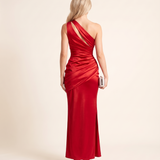 Selene One-Shoulder Cutout Satin Maxi Dress — back studio