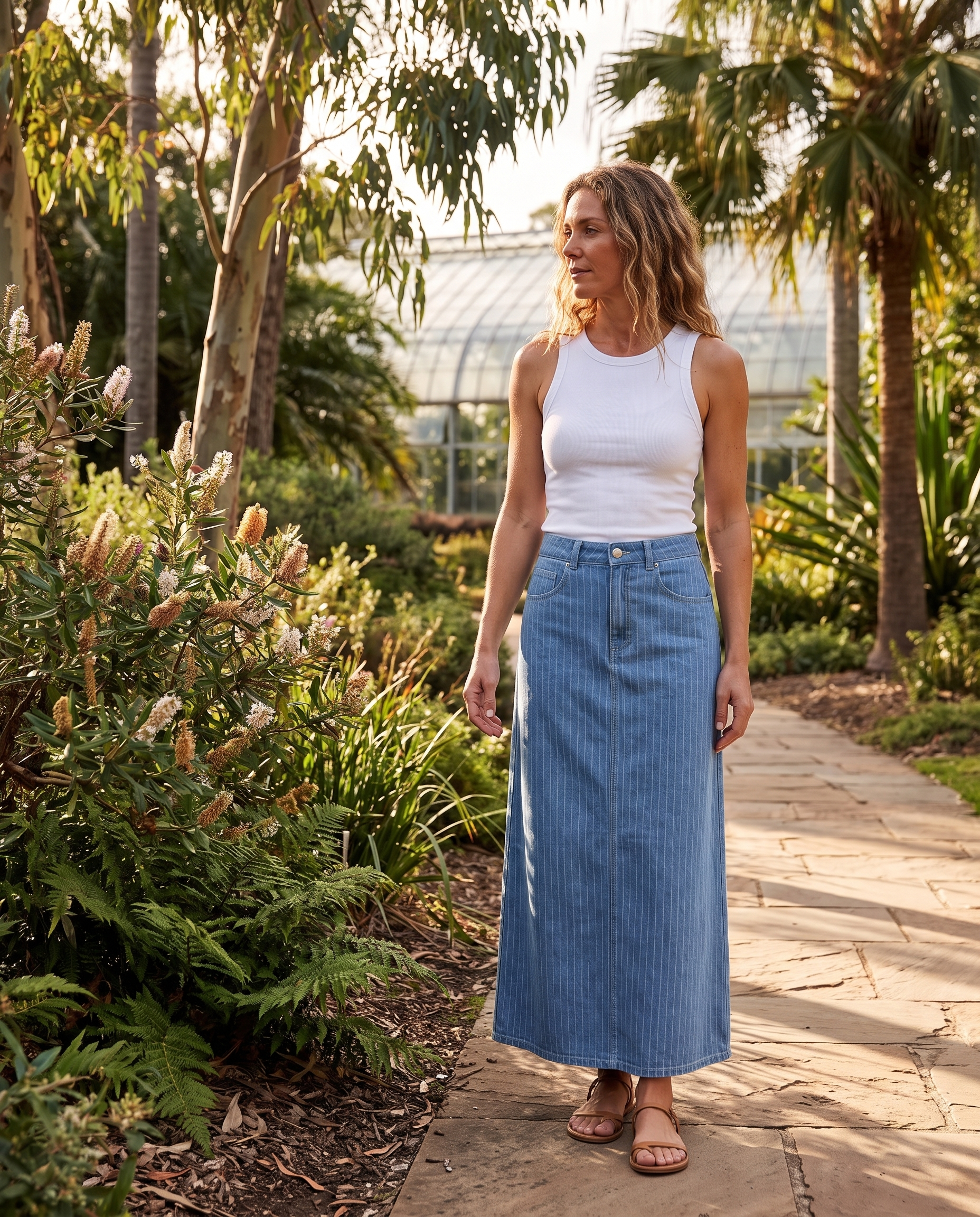 Pinstripe Denim Skirt — Australian lifestyle 2