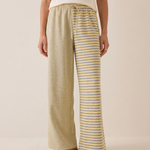 Yellow Stripe Drawstring Wide Leg Pants in Yellow – studio view