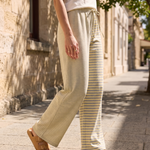 Yellow Stripe Drawstring Wide Leg Pants in Yellow – Australian lifestyle view
