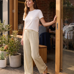 Yellow Stripe Drawstring Wide Leg Pants in Yellow – Australian lifestyle view