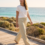 Yellow Stripe Drawstring Wide Leg Pants in Yellow – Australian lifestyle view