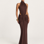 High Neck Backless Maxi Dress with Ruched Waist – primary product view