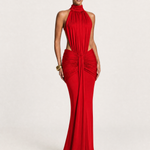 High Neck Backless Maxi Dress with Ruched Waist – product detail view 5