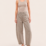 High-Waist Curved-Leg Baggy Jeans — studio front
