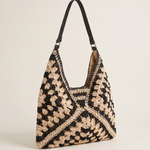 Ilana Versatile Woven Straw Crossbody Bag — Black variant