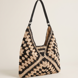 Ilana Versatile Woven Straw Crossbody Bag — Black variant