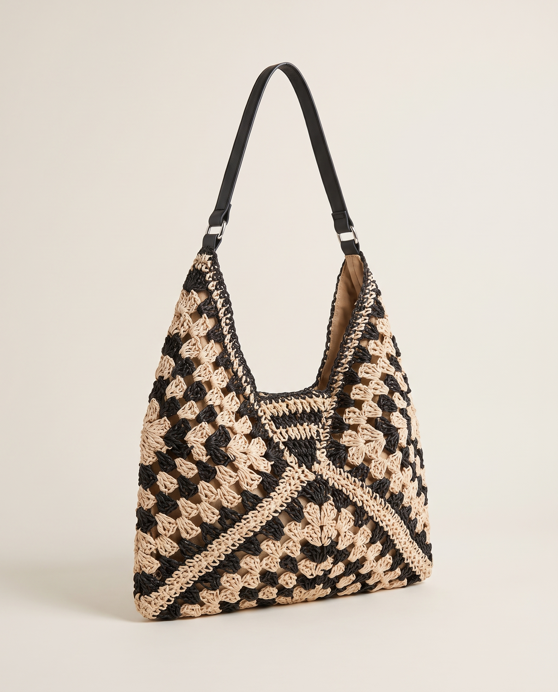 Ilana Versatile Woven Straw Crossbody Bag — Black variant