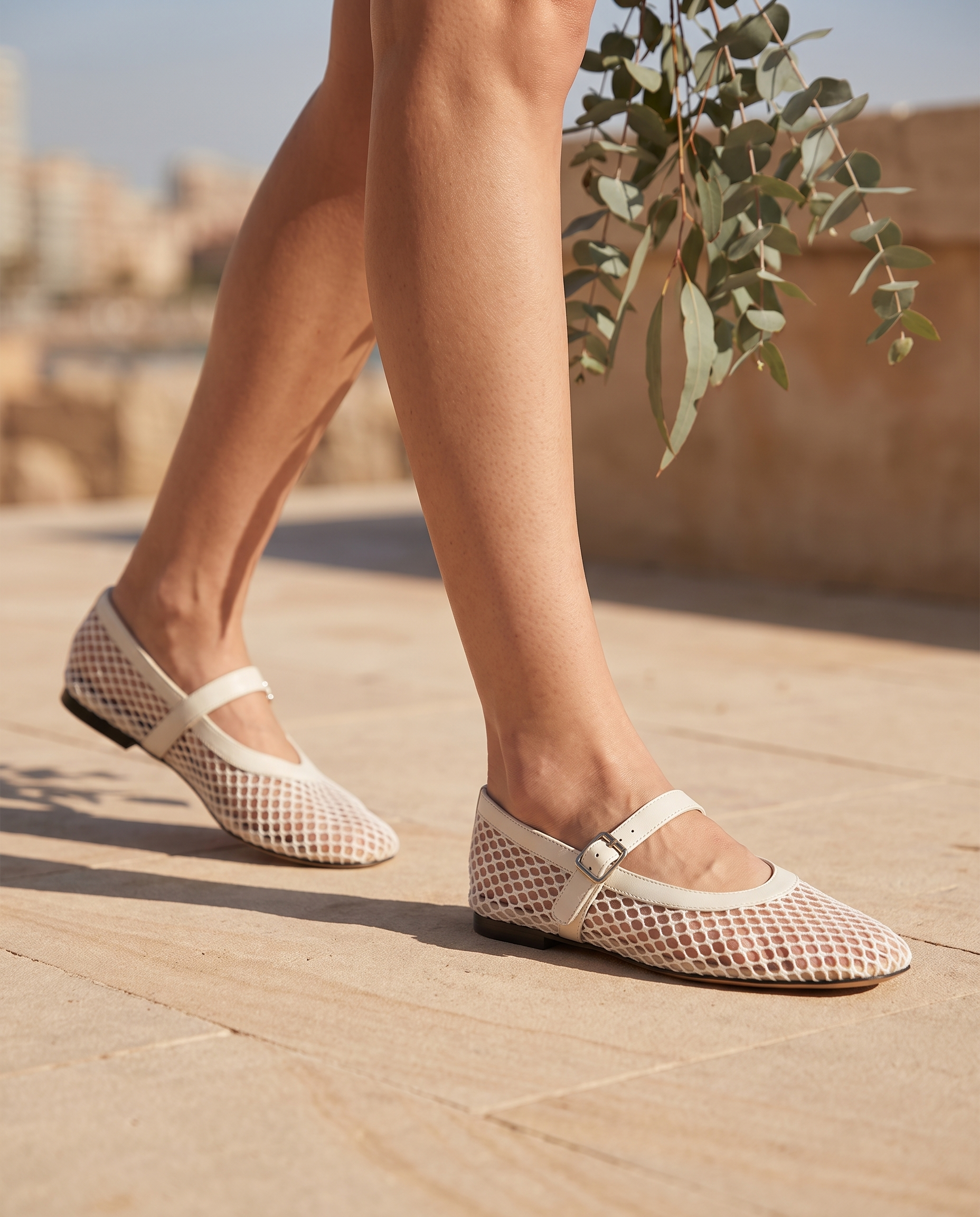 Inez Comfortable Mesh Flat Sandals — lifestyle view