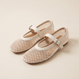 Inez Comfortable Mesh Flat Sandals — Beige variant