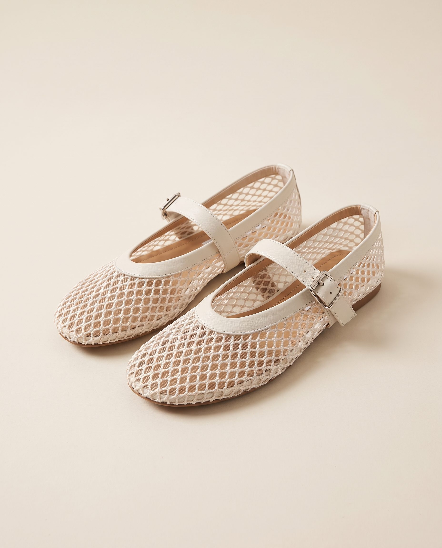 Inez Comfortable Mesh Flat Sandals — Beige variant