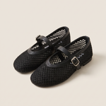 Inez Comfortable Mesh Flat Sandals — Black variant