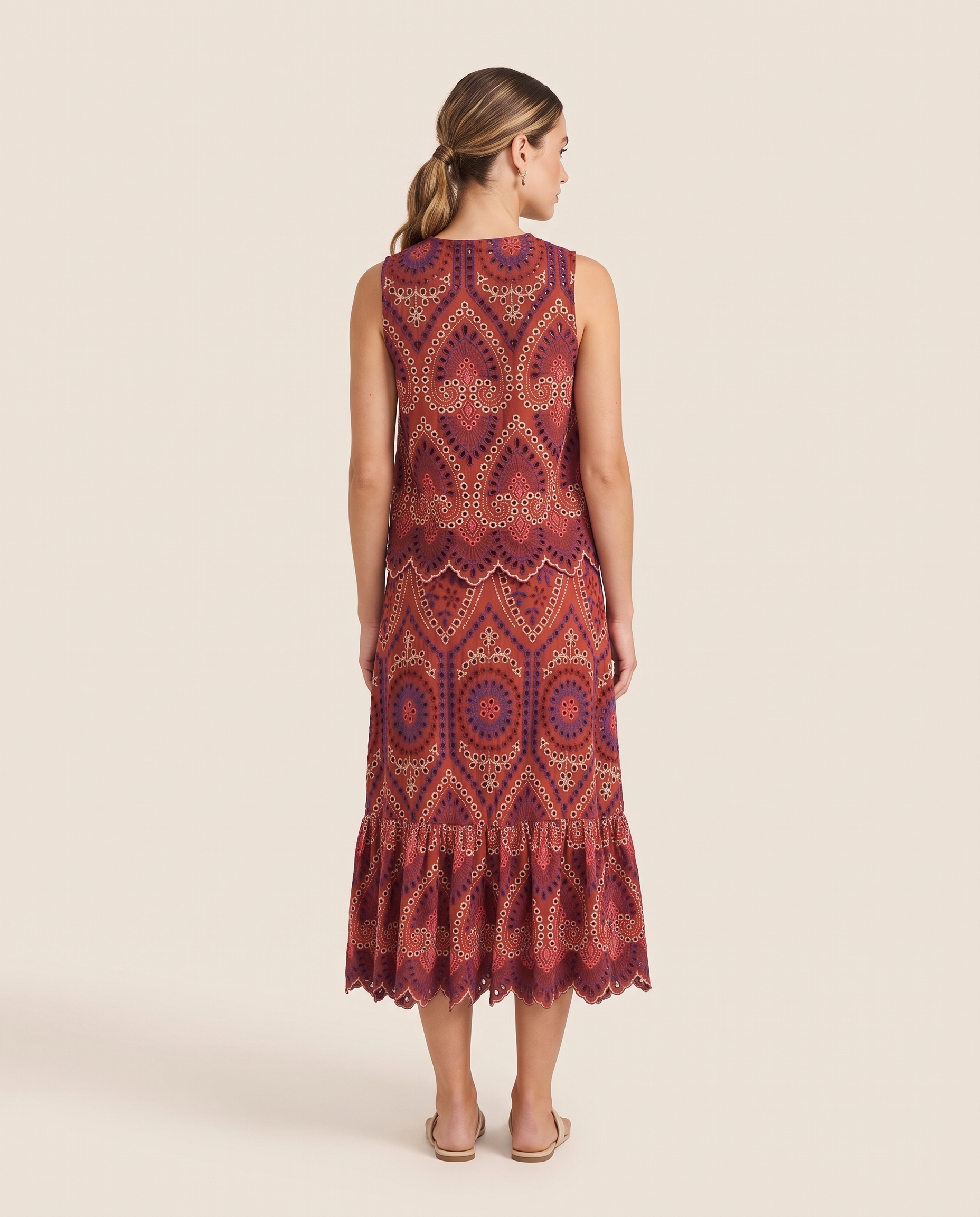 Iris Contemporary Pleated Ruffle Skirt Set – back