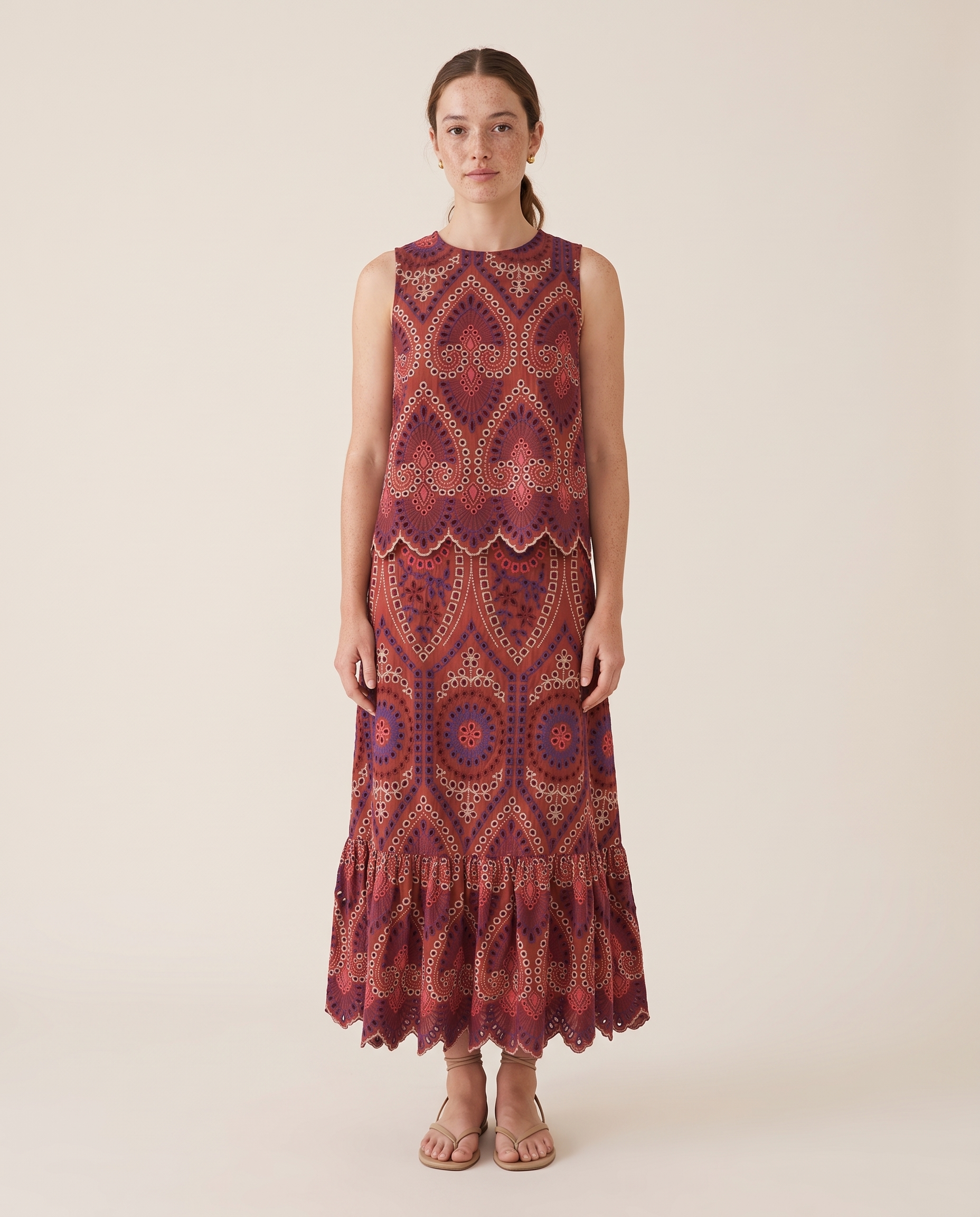 Iris Contemporary Pleated Ruffle Skirt Set – front