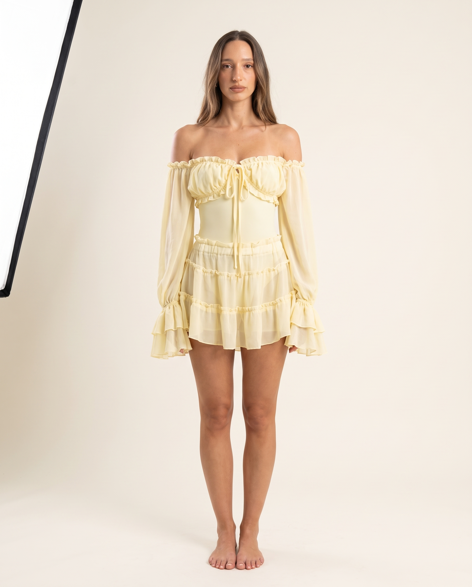 Isla Ruffled Beach Cover-Up Separates – studio front view