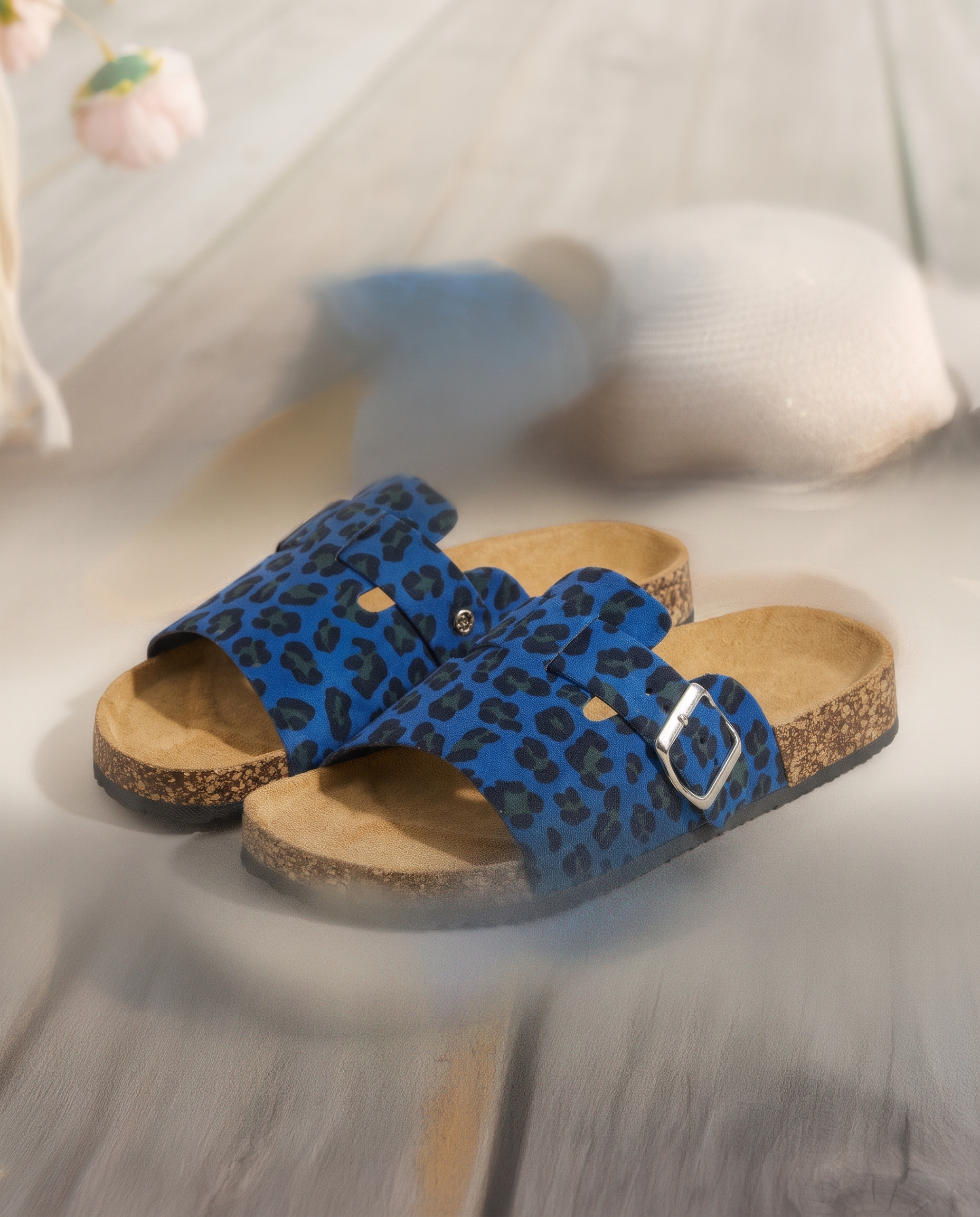 Jolie Classic Open-Toe Slip-On Sandals — Blue variant