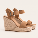 Classic Wedge Cross-Strap Sandals khaki side view