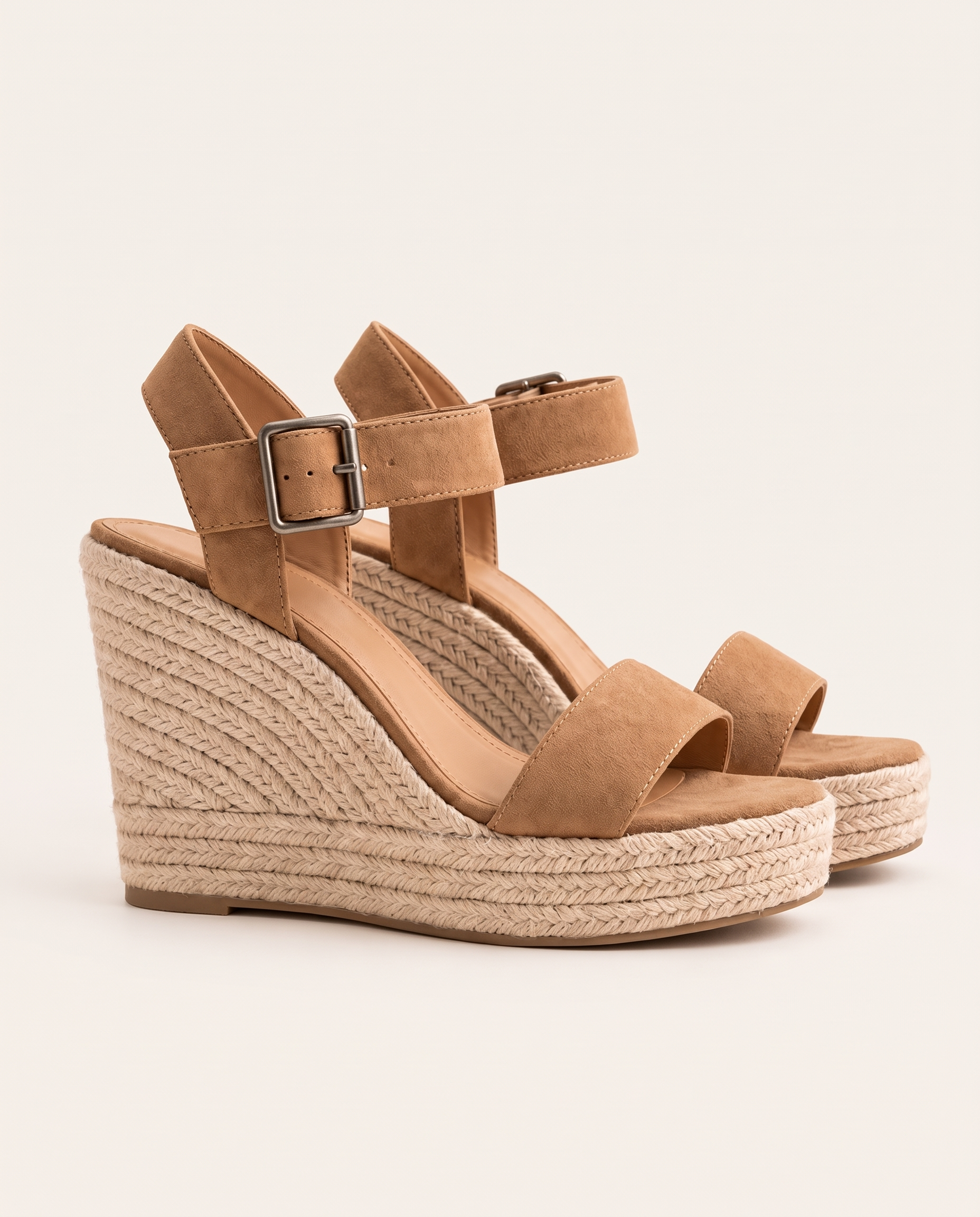 Classic Wedge Cross-Strap Sandals khaki side view