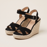 Kenzie Classic Wedge Cross-Strap Sandals — Black variant