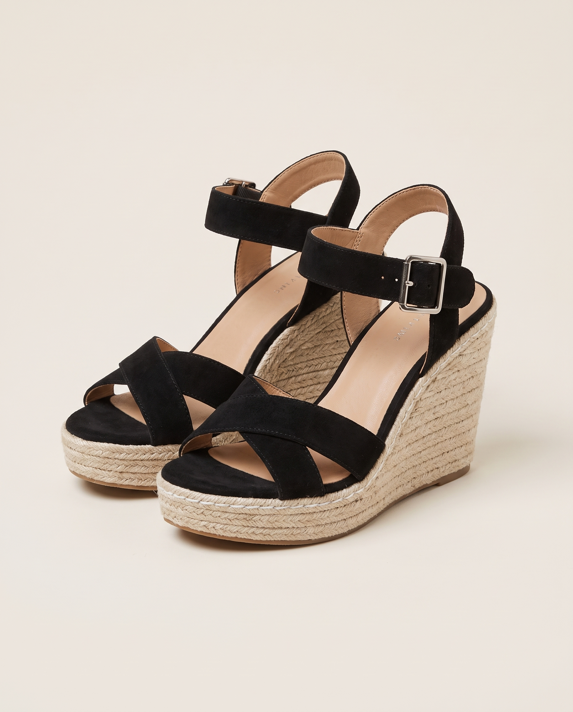 Kenzie Classic Wedge Cross-Strap Sandals — Black variant