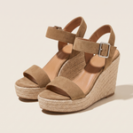 Kenzie Classic Wedge Cross-Strap Sandals — Khaki variant