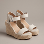 Kenzie Classic Wedge Cross-Strap Sandals — white variant