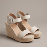 Kenzie Classic Wedge Cross-Strap Sandals — white variant