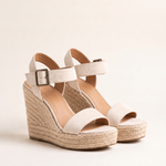 Classic Wedge Cross-Strap Sandals white front view