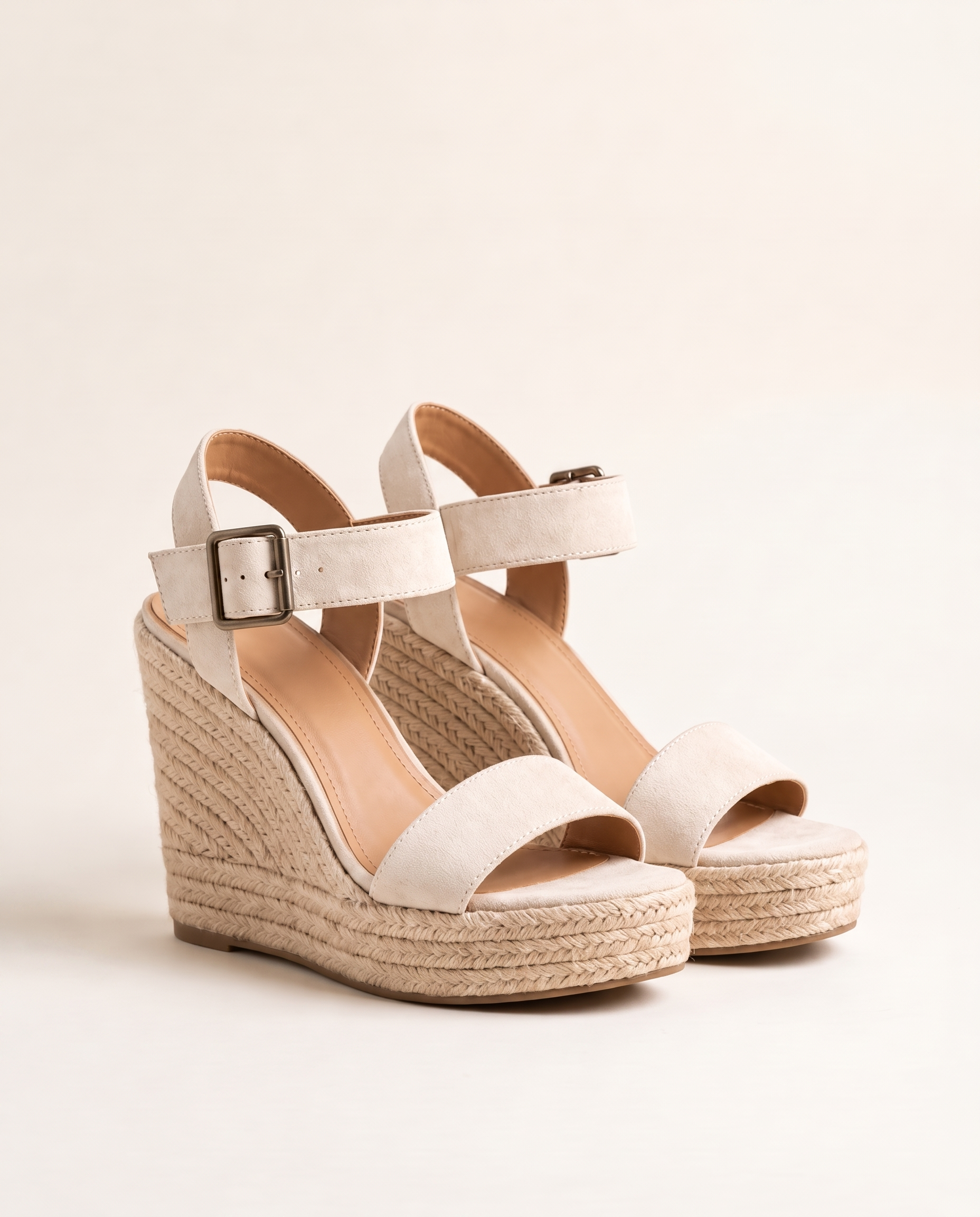 Classic Wedge Cross-Strap Sandals white front view