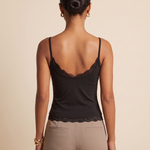 Lace Trim Crop Cami with U Neck and Open Back — full-length studio back view on a warm ivory seamless background