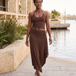 Lace Up Halter Crop Top and Ruched Maxi Skirt Set – Australian coastal lifestyle