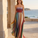 Leontine pleated strapless maxi dress Australian coastal lifestyle