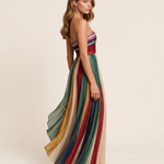 Leontine pleated strapless maxi dress three-quarter