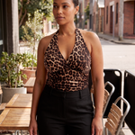 Leopard Print Halter Crop Top – Australian lifestyle view