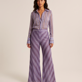 Lila Relaxed Wide-Leg Long-Sleeve Trouser Set – front