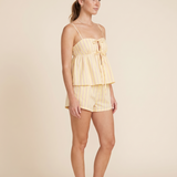 Lila Striped Tie-Front Cami and Boxer Short Set – three-quarter view