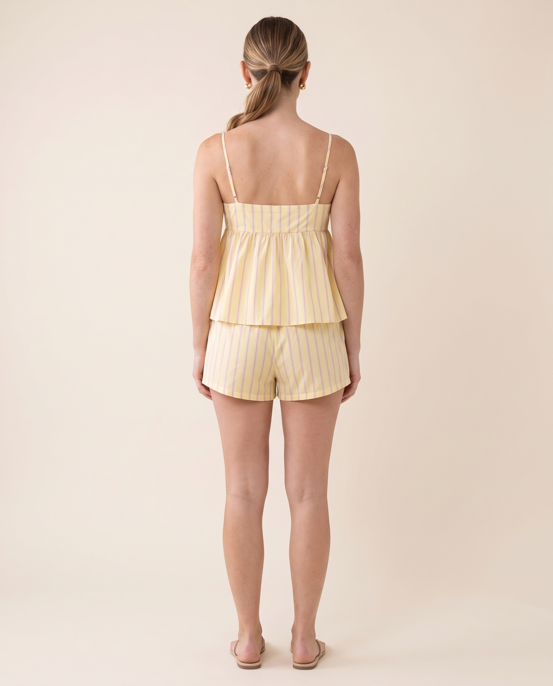 Lila Striped Tie-Front Cami and Boxer Short Set – back