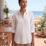 Linen Shirt with Button Front and Relaxed Fit — White Australian lifestyle