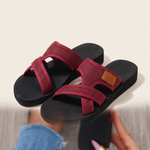 Lumi Comfortable Mesh Flat Sandals — Vin Rouge variant
