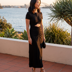 Luna Ruched Cut-Out Short-Sleeve Maxi Dress – Australian lifestyle view 2