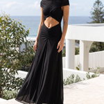 Luna Ruched Cut-Out Short-Sleeve Maxi Dress – Australian lifestyle view