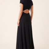 Luna Ruched Cut-Out Short-Sleeve Maxi Dress – studio back view