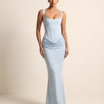 Camille Square-Neck Corset Maxi Dress — blue B studio