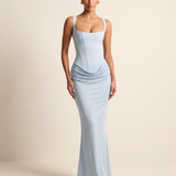 Camille Square-Neck Corset Maxi Dress — blue B studio